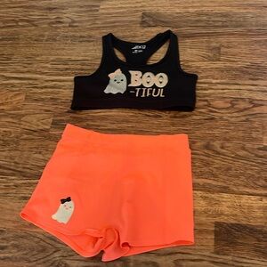 Halloween sports bra and spandex set